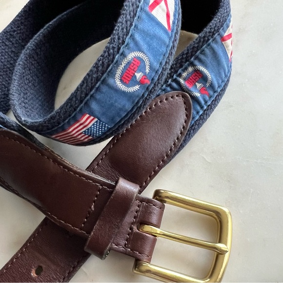 Vineyard Vines Other - Patriotic VINEYARD VINES Alabama Sports Hall of Fame Leather/Silk/Canvas BELT 34